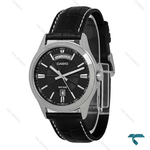 ساعت کلاسیک کاسیو بند چرمی مشکی دو تقویمه مناسب آقایان ساعت کلاسیک کاسیو مدل Casio-7708-G با بند چرمی مشکی، نمایش دو تقویم و طراحی شیک مناسب استفاده روزمره و رسمی