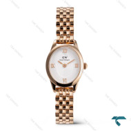 ساعت بیضی زنانه دنیل ولینگتون Ophelia رزگلد سفید DW-7686-L
