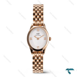 ساعت بیضی زنانه دنیل ولینگتون Ophelia رزگلد سفید DW-7686-L