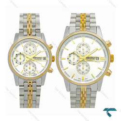 ساعت ست سیکو سه موتوره کورنوگراف دورنگ طلایی Seiko-7837-S ساعت ست سیکو سه موتوره کورنوگراف دورنگ طلایی Seiko-7837-S