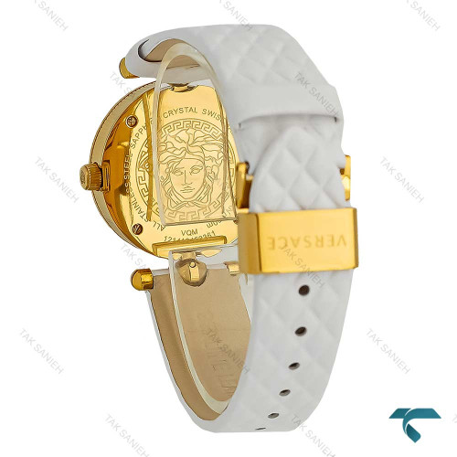 ساعت مچی ورساچه زنانه طلایی بند چرم سفید Versace-7902-L