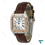 ساعت کارتیه سانتوس دومونت زنانه دورنگ رزگلد بند قهوه ای مدیوم Cartier-7913-G ساعت کارتیه سانتوس دومونت زنانه دورنگ رزگلد بند قهوه ای مدیوم Cartier-7913-G