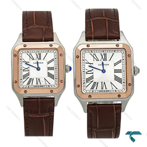 ساعت مچی ست کارتیه سانتوس دومونت بند چرم قهوه ای Cartier-7914-S ساعت مچی ست کارتیه سانتوس دومونت بند چرم قهوه ای Cartier-7914-S