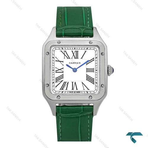 ساعت مچی کارتیر سانتوس دومونت مردانه بند چرم سبز Cartier-7920-G ساعت مچی کارتیر سانتوس دومونت مردانه بند چرم سبز Cartier-7920-G