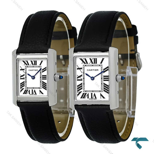 ساعت ست کارتیه تانک بند چرم مشکی Cartier-7923-S ساعت ست کارتیه تانک بند چرم مشکی Cartier-7923-S
