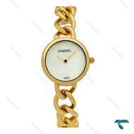 ساعت شنل زنانه طلایی صفحه سفید بند کارتیری Chanel-7957-L