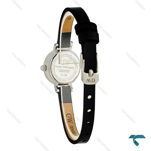 دنیل ولینگتون مینی گرد سیلور بند چرم مشکی صفحه سبز DW-7972-L