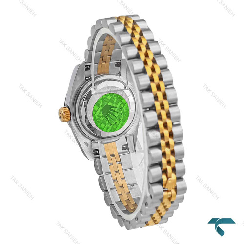 رولکس زنانه دورنگ طلایی صفحه سبز ایندکس نگین اسمال Rolex-7980-L رولکس زنانه دورنگ طلایی صفحه سبز ایندکس نگین اسمال Rolex-7980-L