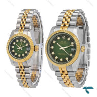 ساعت رولکس ست دورنگ طلایی صفحه سبز مشکی ایندکس نگین Rolex-7983-S