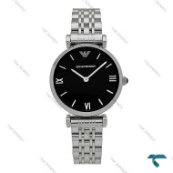 ساعت امپوریو آرمانی زنانه سیلور صفحه مشکی خطی Armani-7999-L