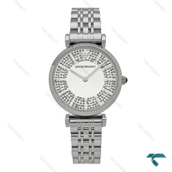 ساعت مچی امپریوآرمانی زنانه تمام سیلور صفحه نگین Armani-8001-L