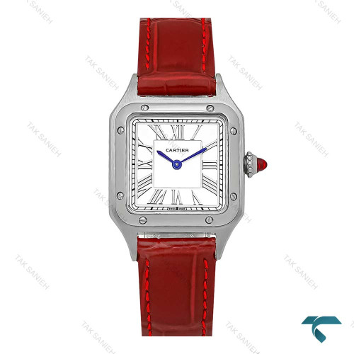 ساعت کارتیه زرشکی سانتوس دومونت زنانه سیلور Cartier-8004-L ساعت کارتیه زرشکی سانتوس دومونت زنانه سیلور Cartier-8004-L