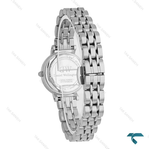 ساعت دنیل زنانه DW مینی گرد تمام نقره ای ایندکس رومی DW-8007-L