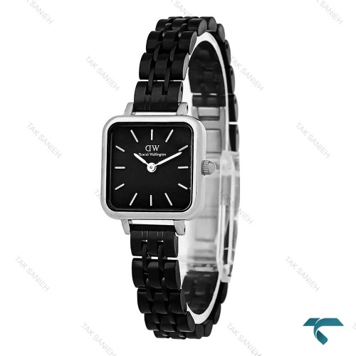 دنیل ولینگتون مربعی زنانه مشکی قاب سیلور DW-8017-L