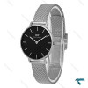 ساعت دنیل ویلنگتون زنانه بند حصیری سیلور صفحه مشکی DW-8029-L