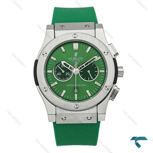 ساعت هابلوت مردانه سه موتوره سبز قاب سیلور Hublot-7267-G ساعت هابلوت مردانه سه موتوره سبز قاب سیلور Hublot-7267-G