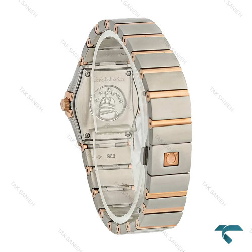 ساعت زنانه امگا مینی دورنگ رزگلد صفحه سیلور خطی Omega-7276-L