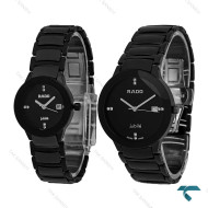 ست ساعت رادو مشکی سرامیکی عقربه سیلور Rado-7281-S