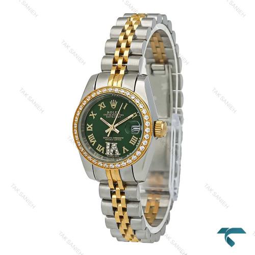 ساعت رولکس زنانه دورنگ طلایی صفحه سبز ایندکس یونانی دورنگین اسمال Rolex-7286-L ساعت رولکس زنانه دورنگ طلایی صفحه سبز ایندکس یونانی دورنگین اسمال Rolex-7286-L
