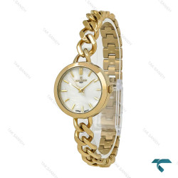 ساعت رومانسون زنانه بند کارتیری طلایی صفحه سفید صدفی Romanson-7298-L