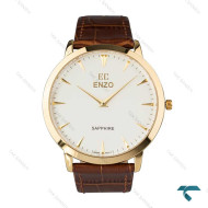 ساعت مردانه انزو EC-1702GEG طلایی بند چرم قهوه ای Enzo-8109-G