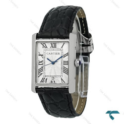 ساعت کارتیه تانک بند چرم مردانه تقویم دار Cartier-8190-G