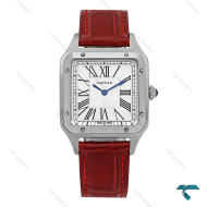 ساعت کارتیر سانتوس دومونت زنانه بند زرشکی متوسط Cartier-8192-G