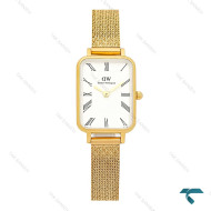 ساعت زنانه DW مستطیلی حصیری طلایی ایندکس یونانی DW-8199-L
