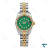 ساعت رولکس دیت جاست زنانه دورنگ طلایی صفحه سبز دورنگین اسمال Rolex-8252-L