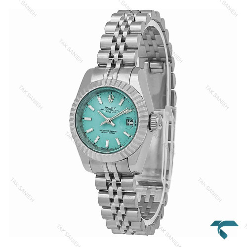 رولکس زنانه سیلور ایندکس خط صفحه فیروزه ای Rolex-8253-L رولکس زنانه سیلور ایندکس خط صفحه فیروزه ای Rolex-8253-L