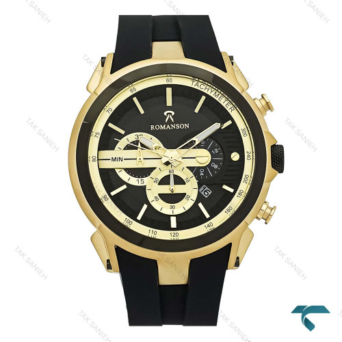 رومانسون مردانه کورنوگراف بند رابر مشکی قاب طلایی Romanson-8261-G رومانسون مردانه کورنوگراف بند رابر مشکی قاب طلایی Romanson-8261-G