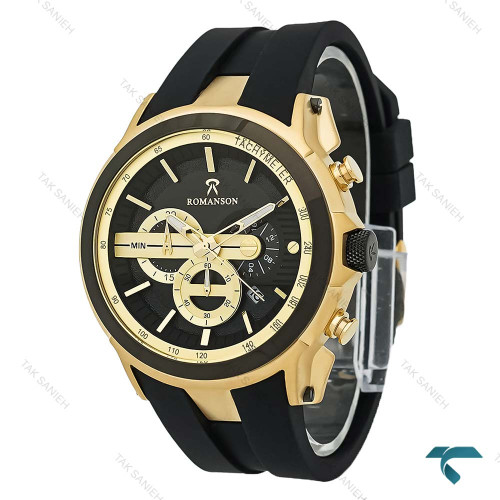 رومانسون مردانه کورنوگراف بند رابر مشکی قاب طلایی Romanson-8261-G رومانسون مردانه کورنوگراف بند رابر مشکی قاب طلایی Romanson-8261-G