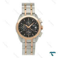 ساعت تیسوت زنانه سه موتوره دورنگ رزگلد صفحه مشکی Tissot-8266-L