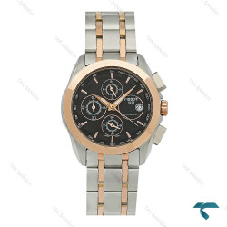 ساعت تیسوت زنانه سه موتوره دورنگ رزگلد صفحه مشکی Tissot-8266-L