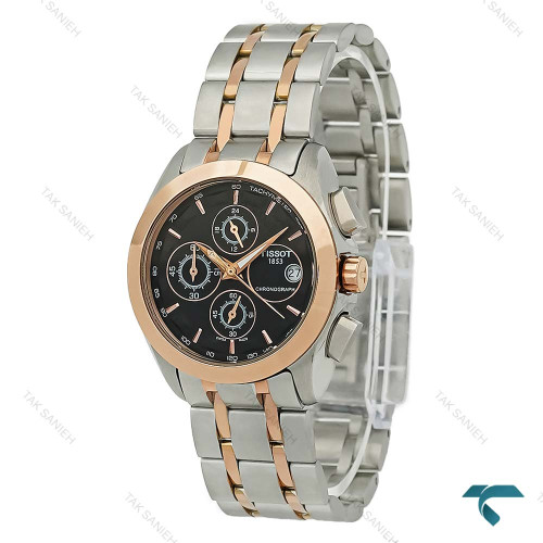 ساعت تیسوت 1853 زنانه دورنگ رزگلد صفحه مشکی Tissot-8266-L ساعت تیسوت 1853 زنانه دورنگ رزگلد صفحه مشکی Tissot-8266-L