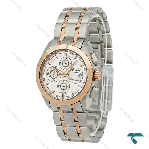 ساعت مچی تیسوت زنانه دورنگ رزگلد صفحه سفید Tissot-8269-L ساعت مچی تیسوت زنانه دورنگ رزگلد صفحه سفید Tissot-8269-L