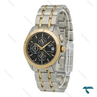 ساعت زنانه تیسوت سه موتوره کورنوگراف دورنگ طلایی صفحه مشکی Tissot-8272-L