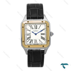 ساعت کارتیر سانتوس دومونت زنانه دورنگ طلایی متوسط Cartier-8305-G