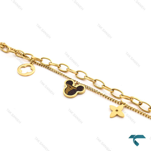دستبند زنجیری زنانه ون کلیف طلایی VanCleef-8335-L