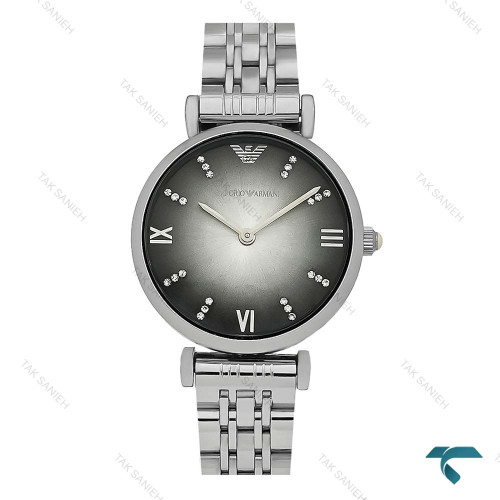 ساعت امپریو آرمانی زنانه سیلور صفحه طوسی مشکی Armani-8568-L