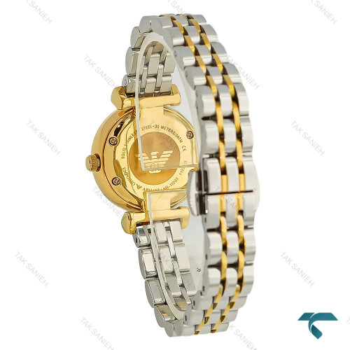 امپریوآرمانی مینی زنانه دورنگ طلایی صفحه خورشیدی بنفش Armani-8569-L