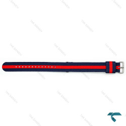 بند برزنت دنیل ولینگتون مردانه قرمز سرمه ای سگک سیلور DW-Strap-8575-G