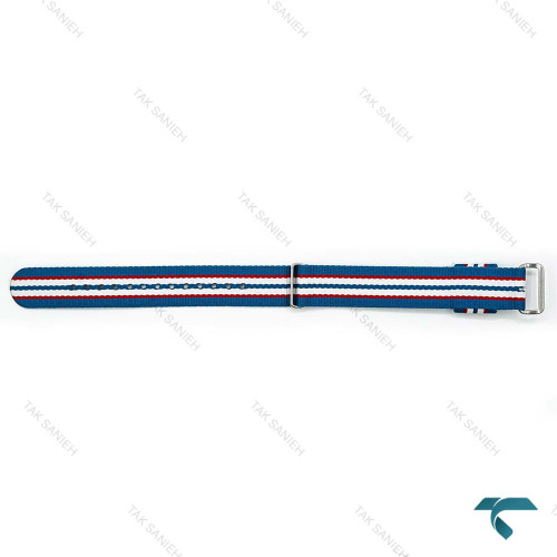 بند برزنتی دنیل ولینگتون مردانه سبز سرمه ای قرمز سفید سگک سیلور DW-Strap-8578-G