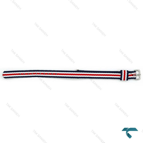 بند برزنتی دنیل ولینگتون زنانه سرمه ای سفید قرمز سگک سیلور DW-Strap-8586-L