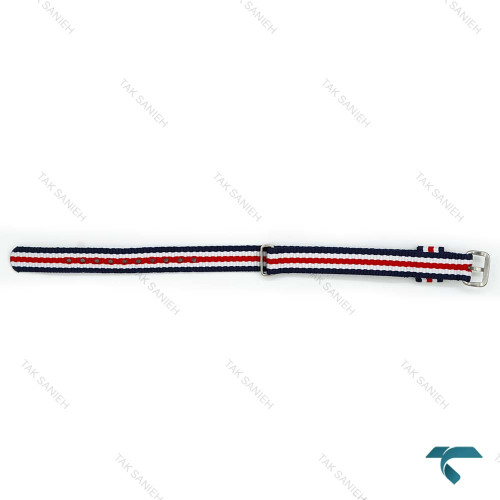 بند برزنتی دنیل ولینگتون زنانه سرمه ای سفید قرمز سگک سیلور DW-Strap-8586-L