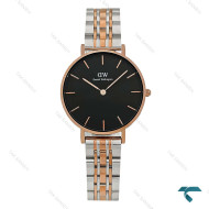 ساعت دنیل ولینگتون زنانه دورنگ رز صفحه مشکی مدیوم DW-8617-L