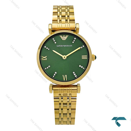 ساعت طلایی امپریو آرمانی زنانه صفحه سبز Armani-8365-L ساعت طلایی امپریو آرمانی زنانه صفحه سبز Armani-8365-L