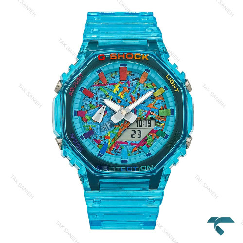 ساعت مچی کاسیو جیشاک GA2100 مردانه آبی شیشه ای GShock-8382-G