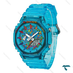 ساعت جیشاک GA2100 مردانه آبی شیشه ای صفحه آبرنگ GShock-8382-G ساعت جیشاک GA2100 مردانه آبی شیشه ای صفحه آبرنگ GShock-8382-G