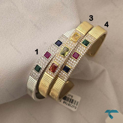دستبند زنانه نگین دار طلایی ونقره ای Bracelet-8456-L